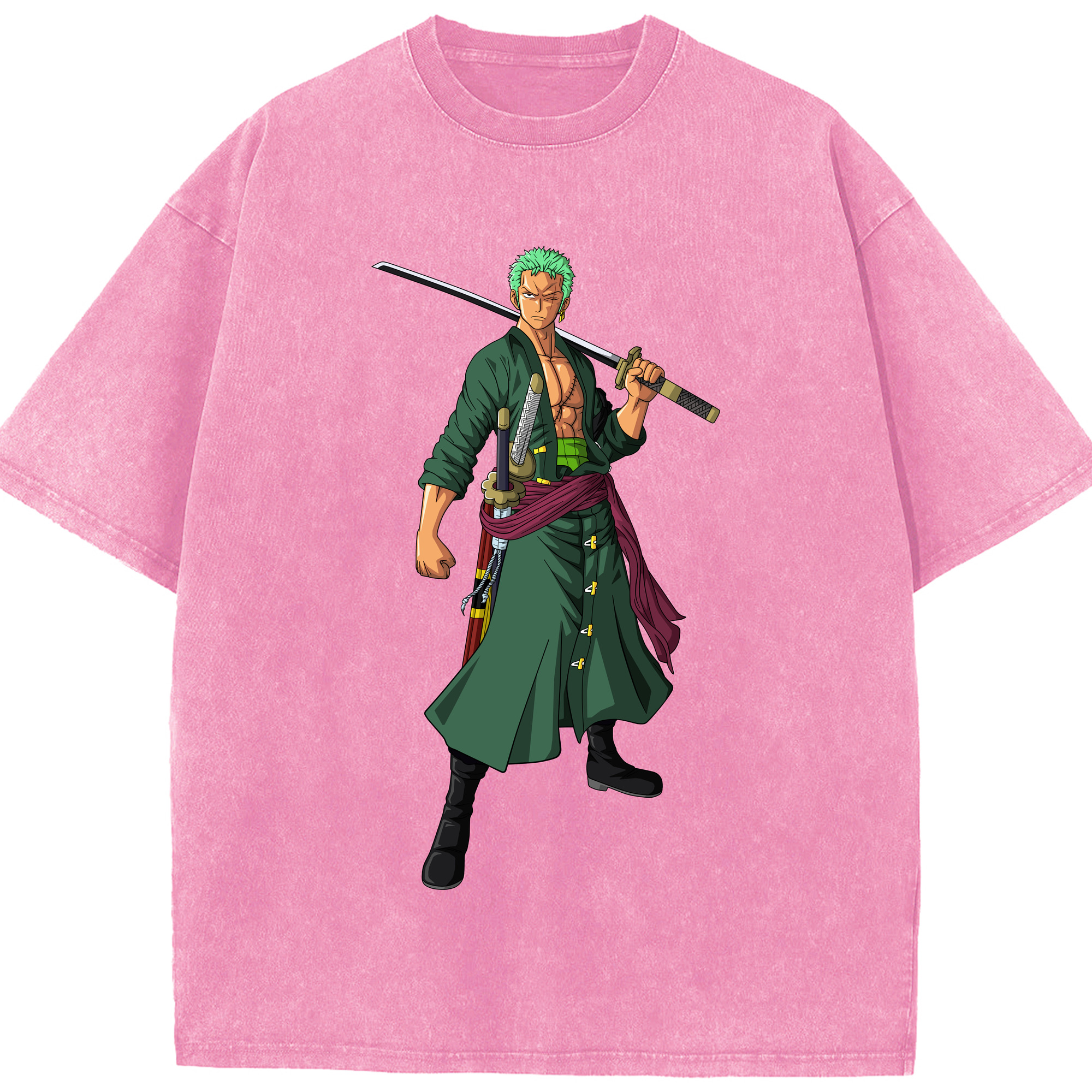 ワンピース ロロノア・ゾロ ONE PIECE Roronoa Zoro 綿100% ヴィンテージ風 半袖Tシャツ（フロントプリント）